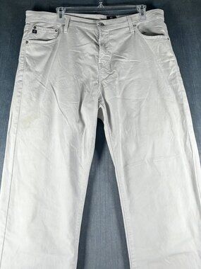 Adriano Goldschmied Men Jeans White The Everett Slim Fit Straight Leg Size 40x32